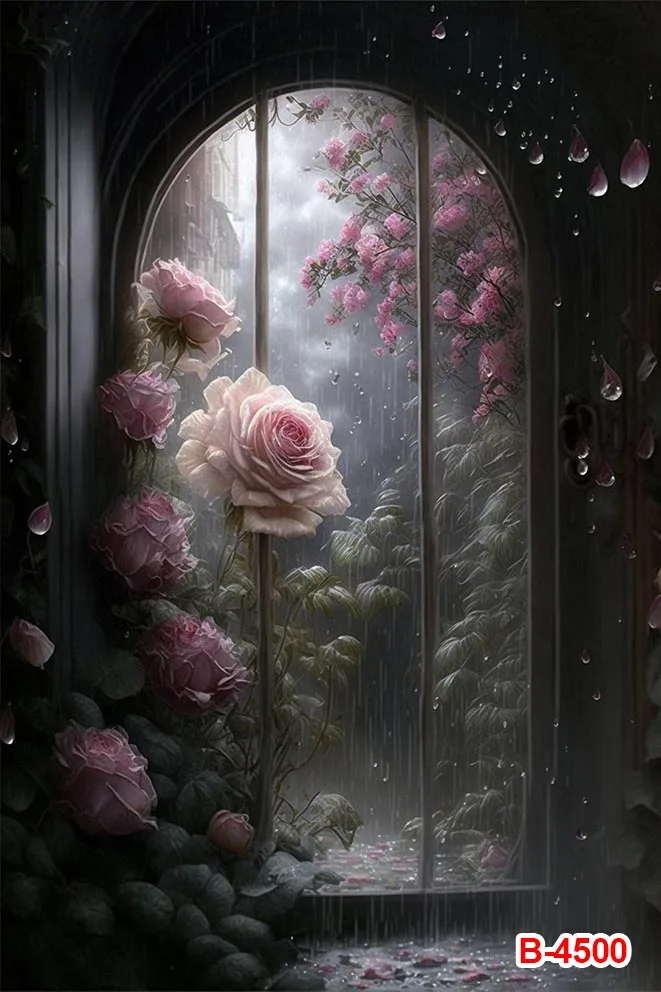 Vintage สีแดงสีดํากุหลาบดอกไม้ดอกไม้แนวตั้งฉากหลังตกแต่งภายในการถ่ายภาพงานแต่งงานคลอดบุตรภาพพื้นหลัง