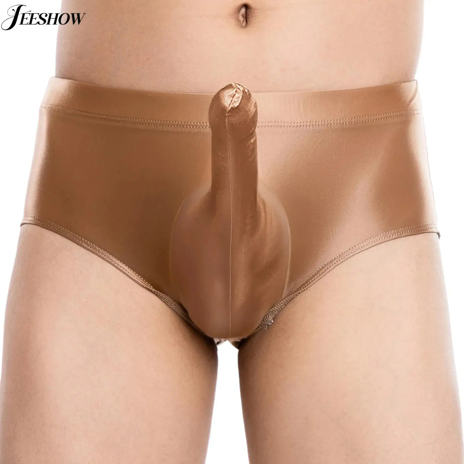

Mens See Through Elephant Trunk Bulge Pouch Underwear Glossy Sheer Ultrathin Low Rise Briefs Underpants fro Nightclub Nightwear