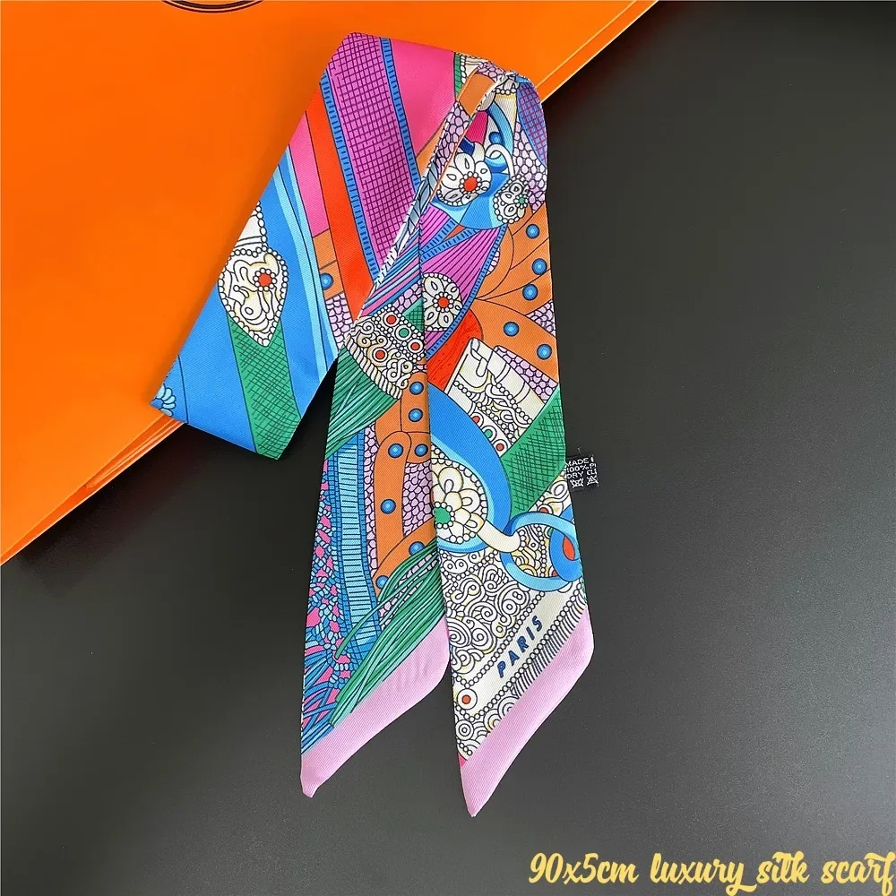 Fashion New Women\'s Twill Decorative Ribbon Small Scarf Binding Bag Handle Ribbon Hair Band Small Scarf Headband Scarf for Women