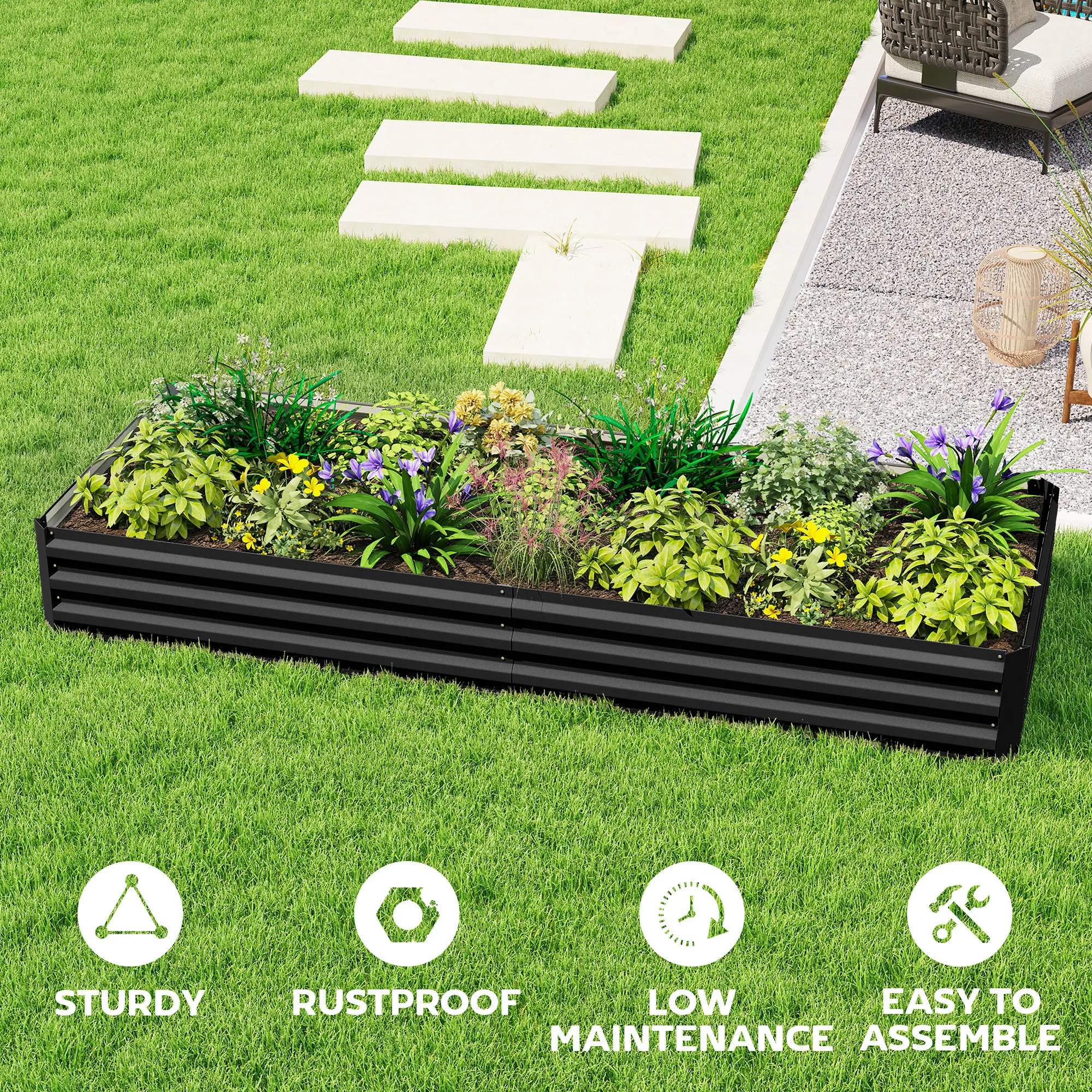 Galvanized Raised Garden Bed Metal Planter Box Easy Quick Setup view 6