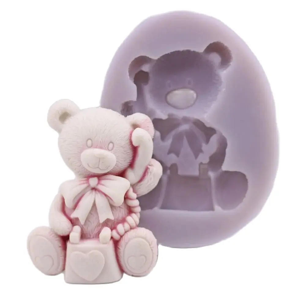 

Lover's words Bear Silicone Mold Phone Bear Cake Topper Decoration Sugarcraft Fondant Chocolate Candy Baking Moulds DIY Polymer