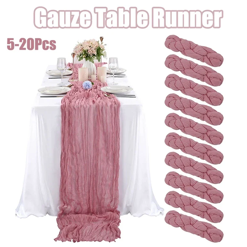 

5-20Pcs Gauze Table Runner Rustic Boho Cheesecloth Table Cover for Wedding/Party/Baeception Christmas Table Runners