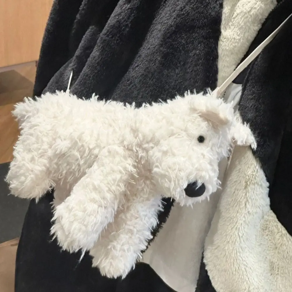 

Милая сумка через плечо West Highland Puppy, пушистая сумка через плечо Kawaii, мягкая кукла-тоут для девочек