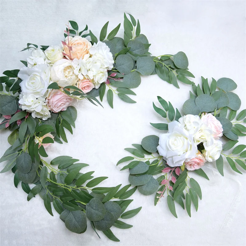 

2pcs Peony Artificial Wedding Flower Wall Arrangement Arch Backdrop Decoration Artificial Rose Wreath Door Threshold Decor White