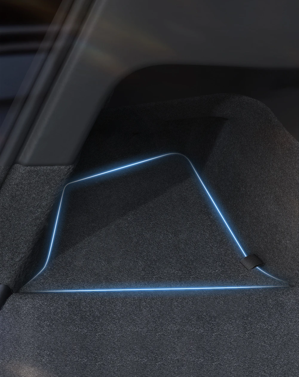 YZ Kofferraum-Seitenstauraumbox für Tesla Model Y Juniper 2025-2026 mit beflockter TPE-Abdeckung, Matte und Trennwand zur zusätzlichen Stauraumnutzung – Detail 9