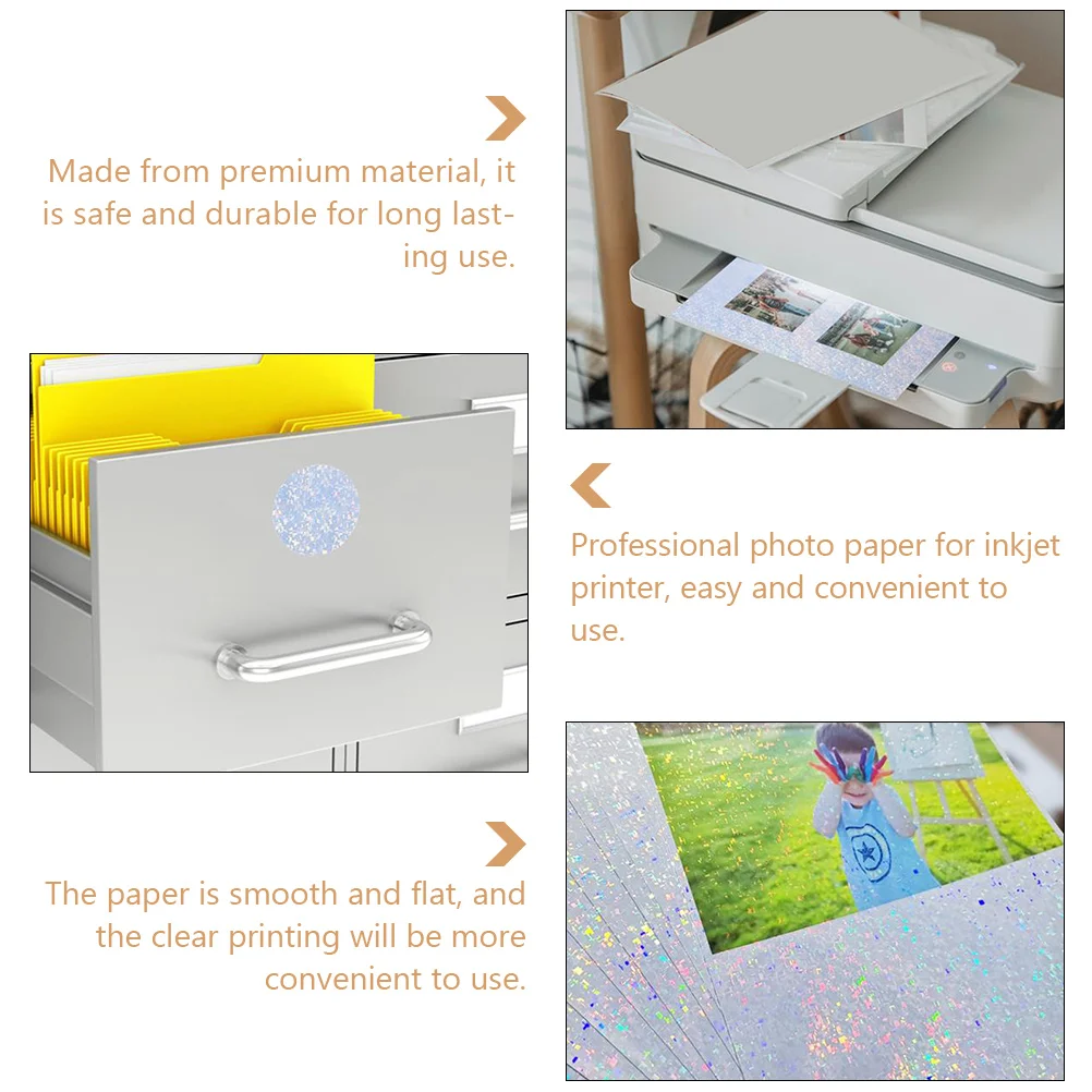 5pcs 5 Sheets Waterproof Photo Paper Colorful Photographic Glossy Printer Sticker Smooth Flat Printing Longer Life