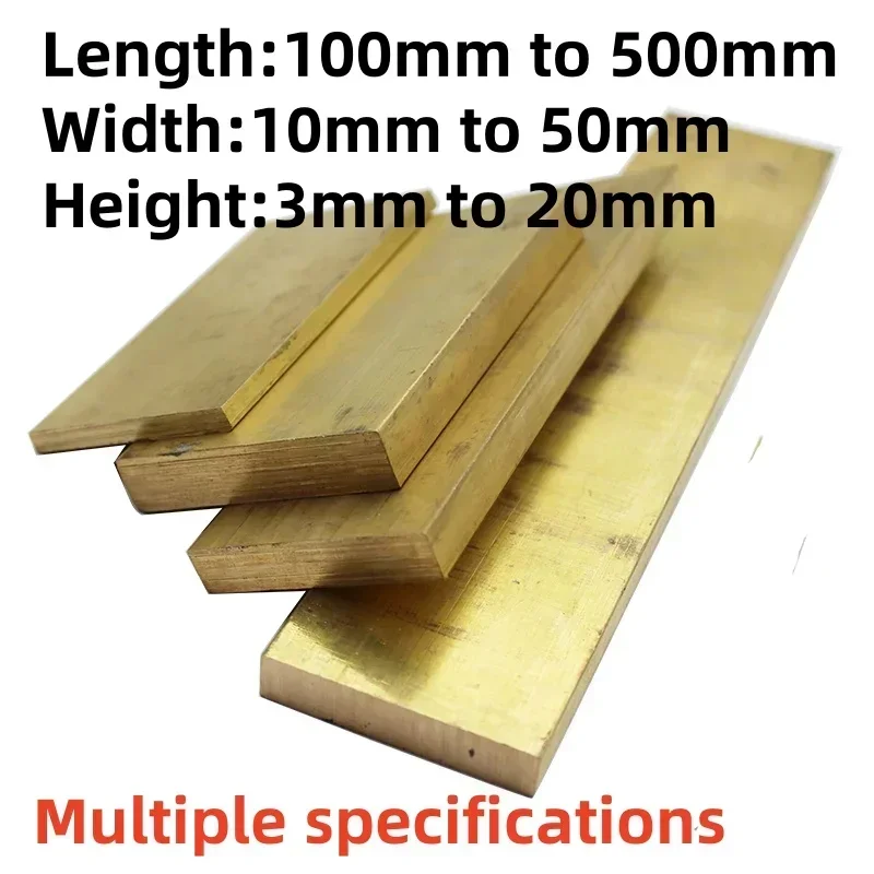 Brass Flat Bar Metal Plate Strike Thick 3mm-20mm Copper Rectangular Solid Metal Sheet Width10mm-50mm Length100mm-500mm