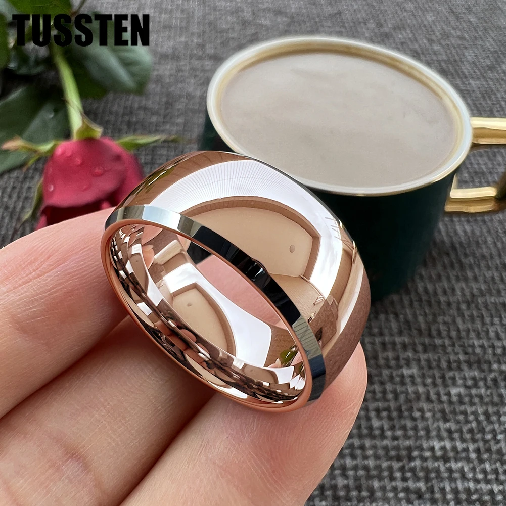 Dropshipping TUSSTEN 10MM Wedding Band Men Women Tungsten Carbide Ring Beveled Dome Polishing Finish  Comfort Fit