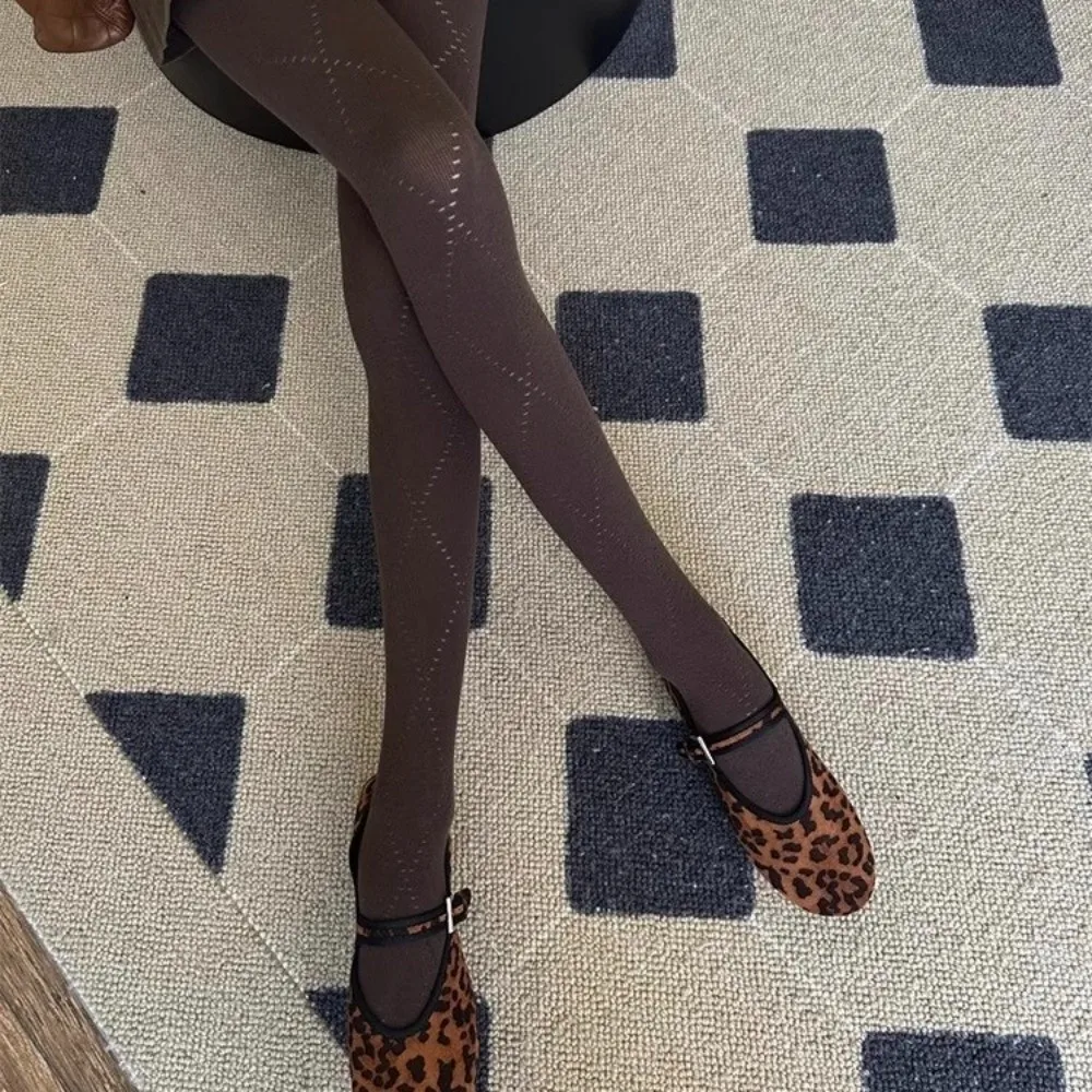 

Модные жаккардовые вязаные колготки Y2K: дышащие, облегающие, базовые, высокоэластичные, мягкие термолеггинсы для повседневной носки