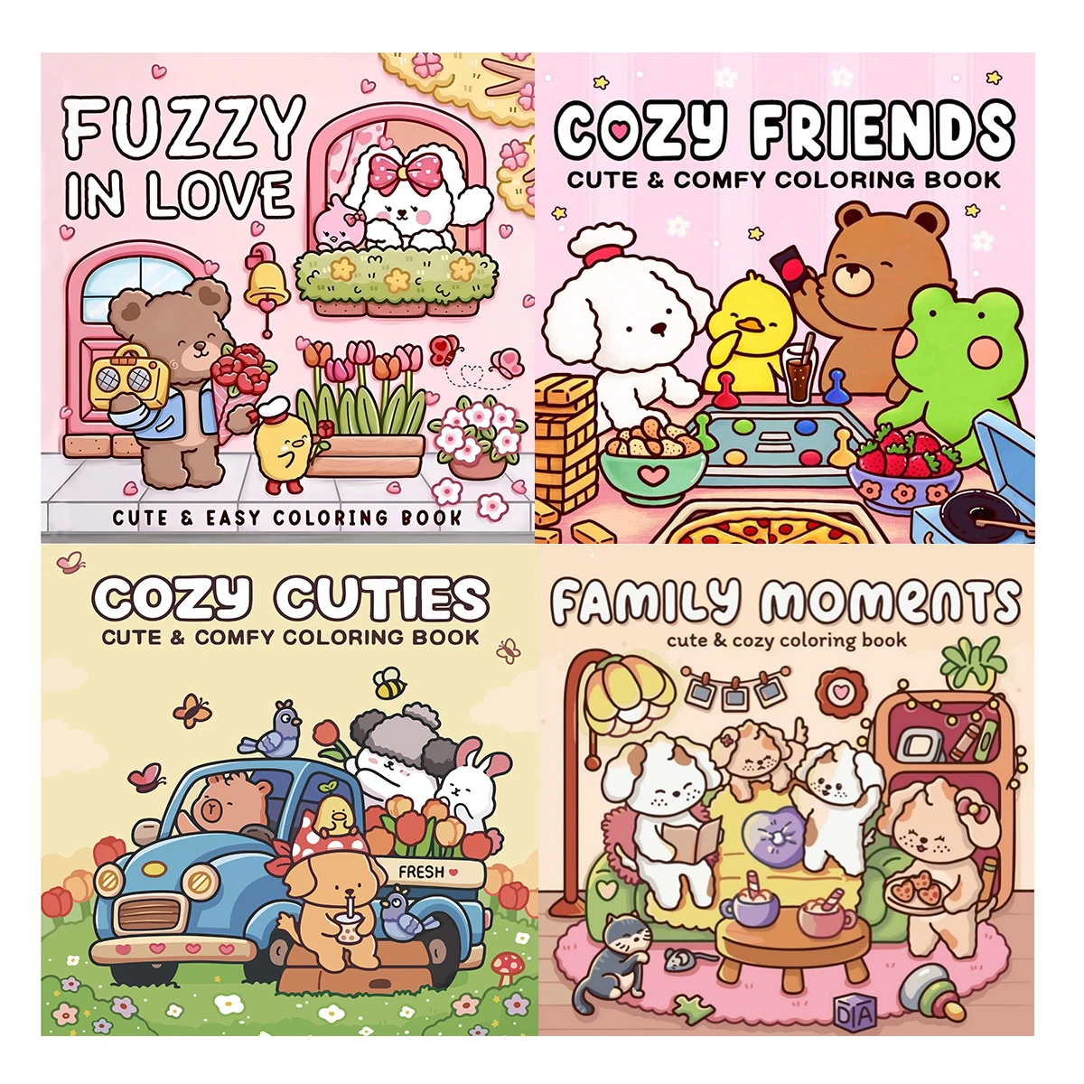 

Fuzzy In Love Coloring Books, Sweet Scenes, Easy Coloring, For Home Parent - Child DIY, Relax, Unwind, Boost Creativity