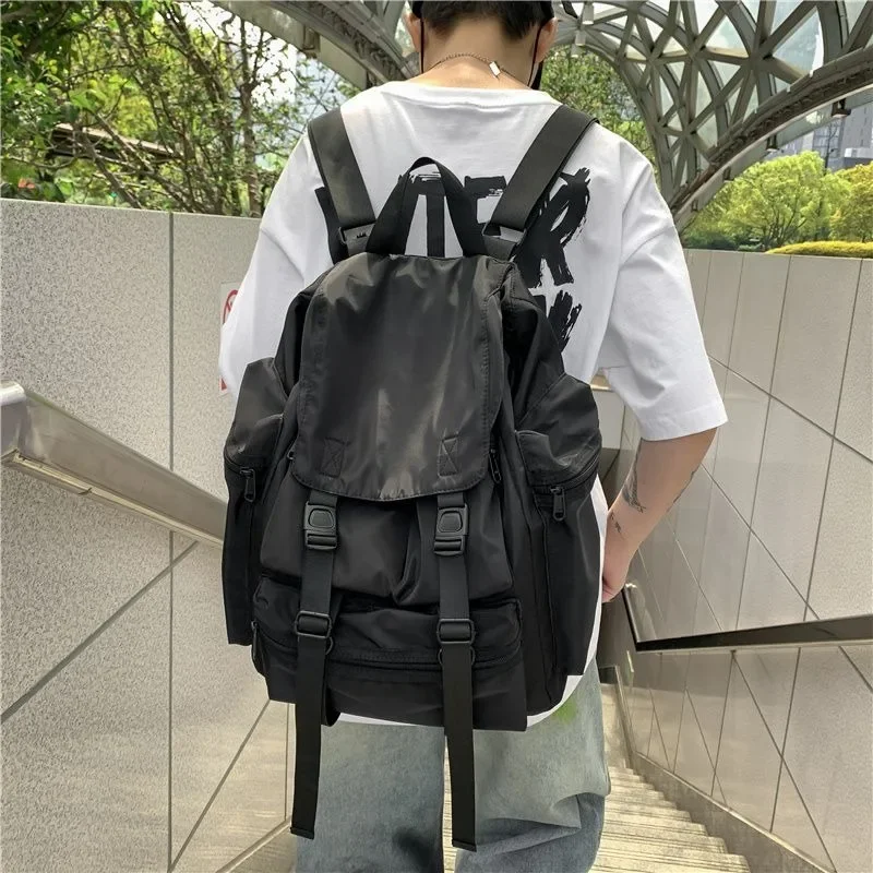 2024 New Men Black Backpack Large Capacity Sports Trend Travel Package Fashion Workwear Bag Boy High School Student SchoolBag