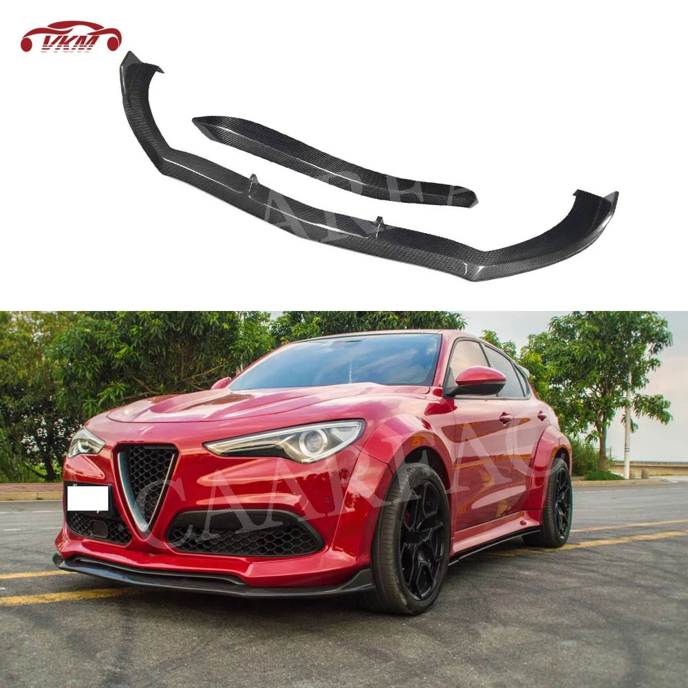 For Stelvio Carbon Fiber Front Lip Spoiler Head Shovel Apron For Alfa Romeo Stelvio 2017- 2019 Bumper Protector Car Styling