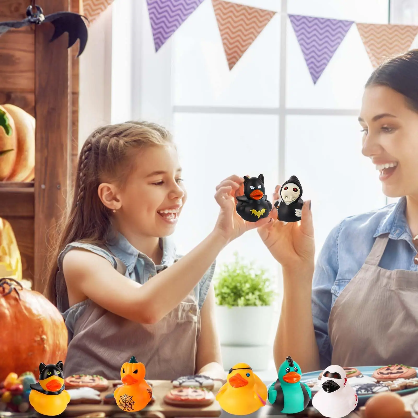 96PCS Halloween Rubber Ducks,2.5 Inch Assorted Rubber Duck with Variou Halloween Characters Novelty Rubber Duck Toy for  Bathtub