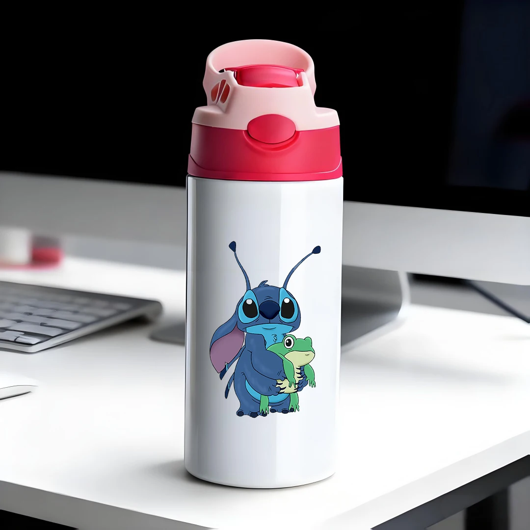 

Disney Insulated Cup Cartoon Animal Antennae Big Eyes Blue Creature Hugging Green Frog Straw Cup Childrens Water Bottle New Yea