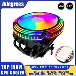 4 Heat Pipes CPU Cooler Low Profile 4PIN PWM 120MM PC Radiator Fan for Intel LGA 1366 1700 2011 1150 1151 X99 X79 AM5 AM3 AM4