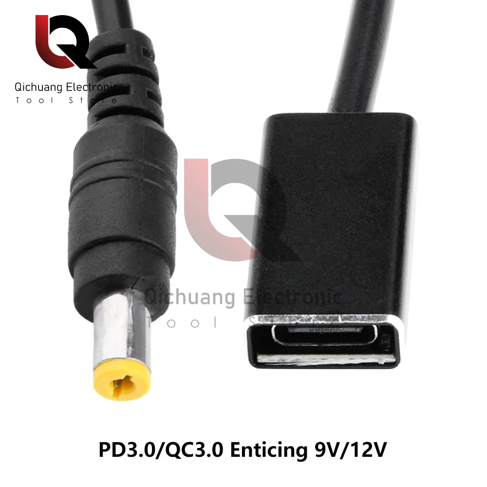 DC 5V do 9V / 12V Boost Data Cable USB / Type-C Port do 5,5*2,1mm Okrągły otwór PD / QC 3.0 Szybkie ładowanie Deception Kabel ładujący