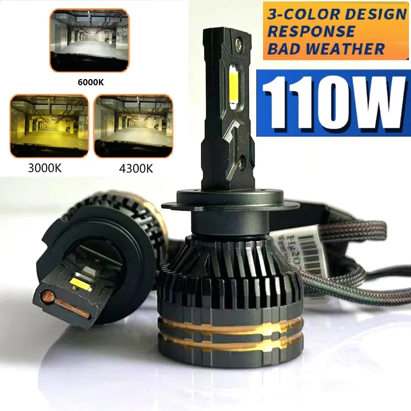 

H7 LED Headlight Bulb H4 H1 H3 9003 HB2 H11 H8 H9 9006/HB4 9005/HB3 Headlamps Fog Lamp 12V 3000K+4300K+6000K Canbus Auto Lamp