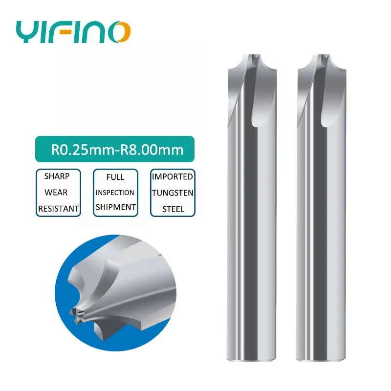 YIFINO Hrc55 Tungsten Internal Milling Cutter For Aluminum Arc R Angle Milling Cutter Tungsten Steel Chamfering Counter Cutter