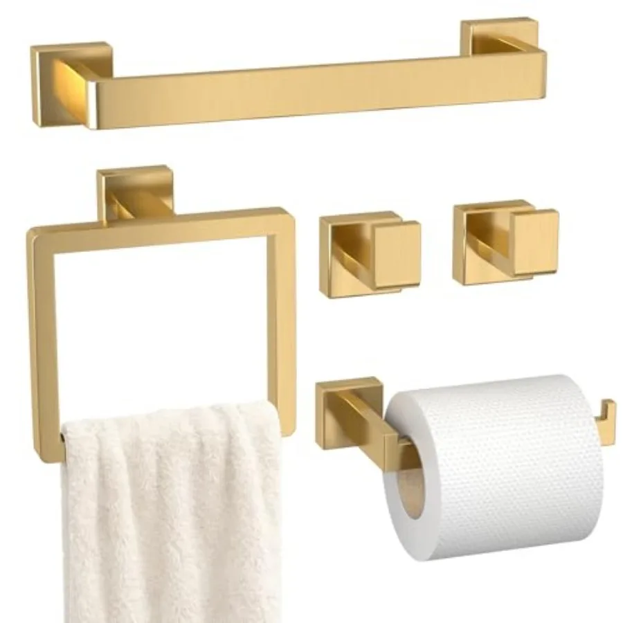 

Bathroom Accessory Towel Bar Set: Bathroom Hardware Square SUS304 Stainless Steel - Wall Mounted Towel RackandToilet Paper Hold