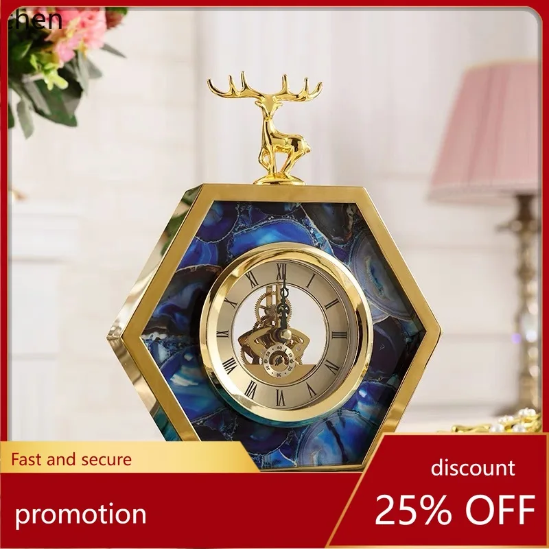 

ZML Living Room Alloy Clock Ornament Creative Home Bedroom Room Gift Decorative Craft