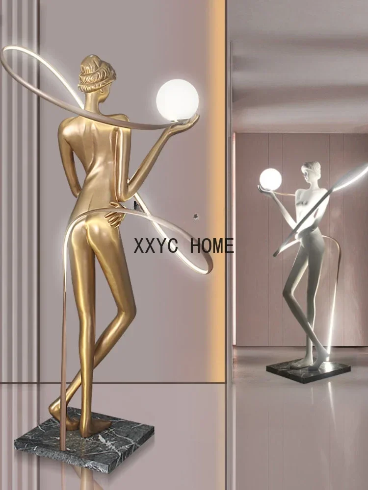 Artistic Floor Exercise Ribbon Goddess Sculpture Floor Lamp Bar Restaurant Decoration Decoration