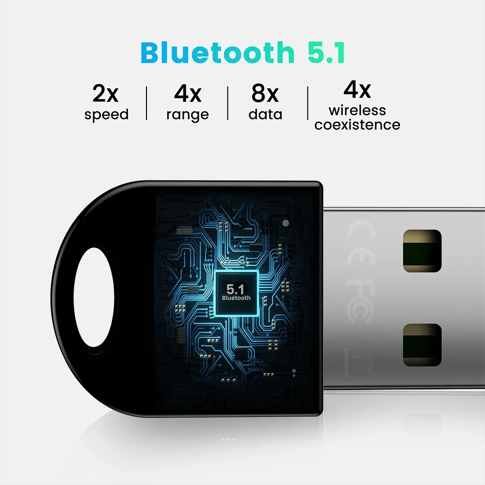 USB Bluetooth Adapter 5.1 Bluetooth Receiver USB Bluetooth 5.0 Dongle 5.0 BT Transmitter APTX Mini Adapter for PC Laptop Speaker