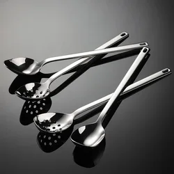 Long Thin Stainless Steel Honey Leakage Spoon Measuring Spoon Colander Dessert Seasoning Jar Scoop Yogurt Oil Separator for Home