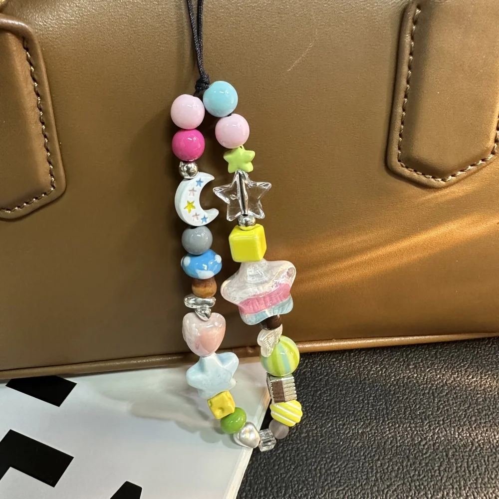 

[Lw] Mobile phone chain Mobile phone wrist lanyard Camera lanyard Premium chain Bead string pendant Short pendant