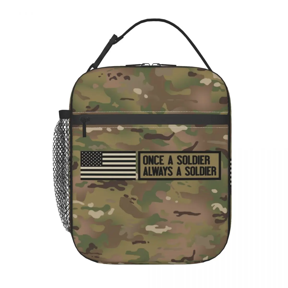 Custom Once A Soldier Always A Soldier Lunch Bag Women Warm Cooler Insulated Lunch Box for Kids School