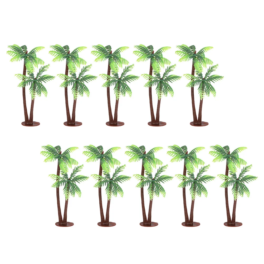 10 Pcs Coconut Photo Props Realistic Trees Artificial Palm Faux Fake Landscape Plastic Fish Tank Decor Simulation