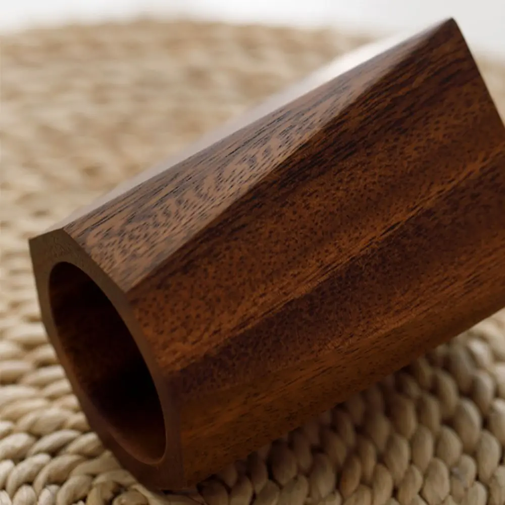 Portable Vintage Walnut Pen Holder Smooth Surface Octagonal Desktop Pen Box Polishing Design Brush Holder Study