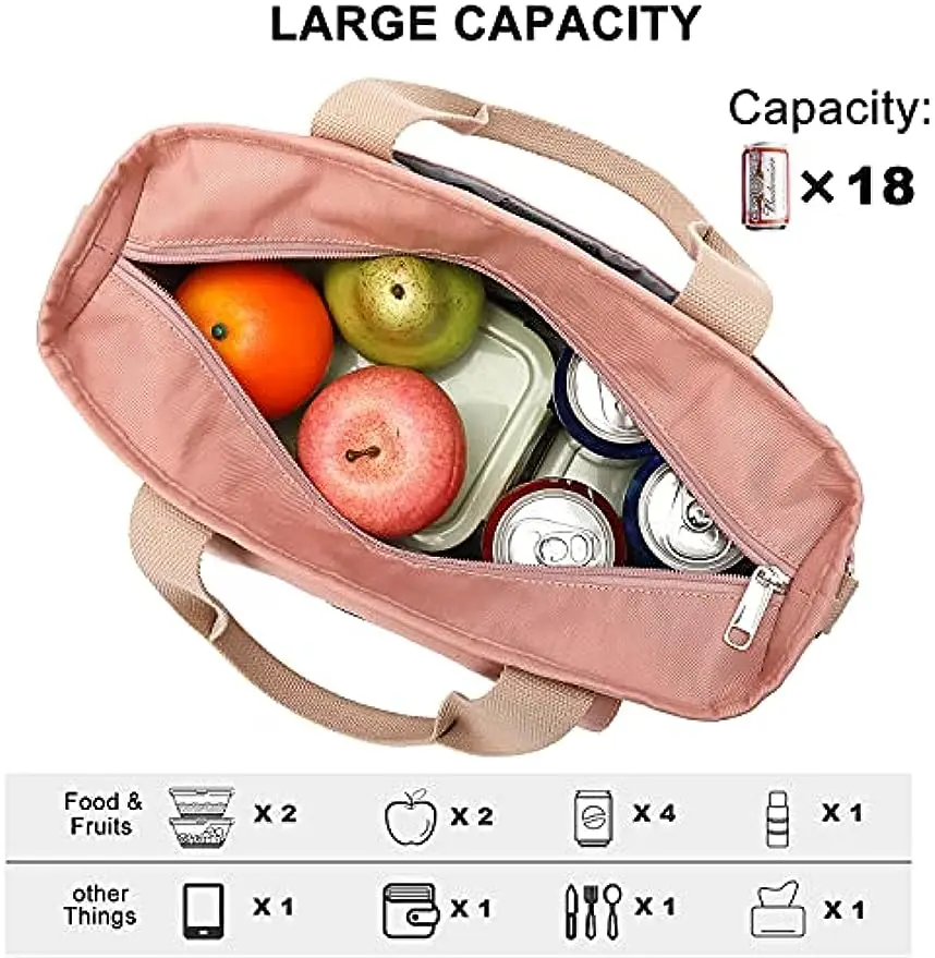 Weitars Lunch Bag for Women Work,Insulated Lunch Box Extra Large Lunch Tote Bag,Wide-Open Tote Cooler Bag with Removable Shoulde