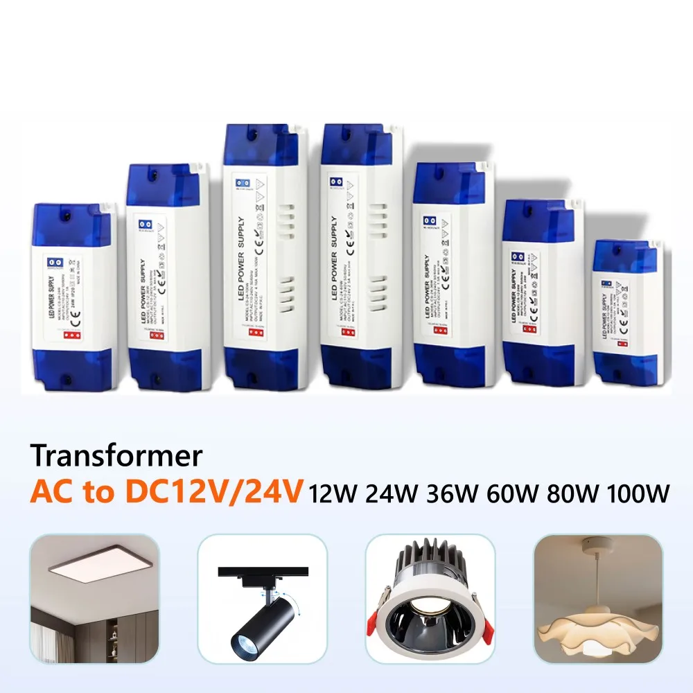 

Преобразователь напряжения AC110-240V в DC12V 12W 24W 36W 60W 80W 100W для светодиодов, трансформатор для освещения, импульсный блок питания, трансформатор для освещения