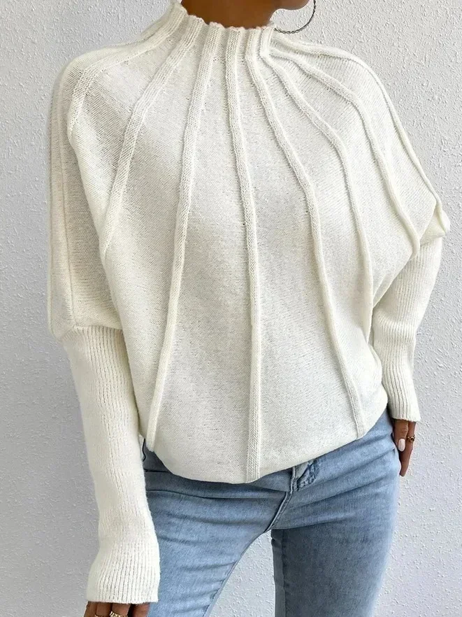 Sweater Pullover Women Autumn Spring Simple V-neck Knit Elastic Pullovers Jumper Casual Thick Warm Black White Basic Jumpers