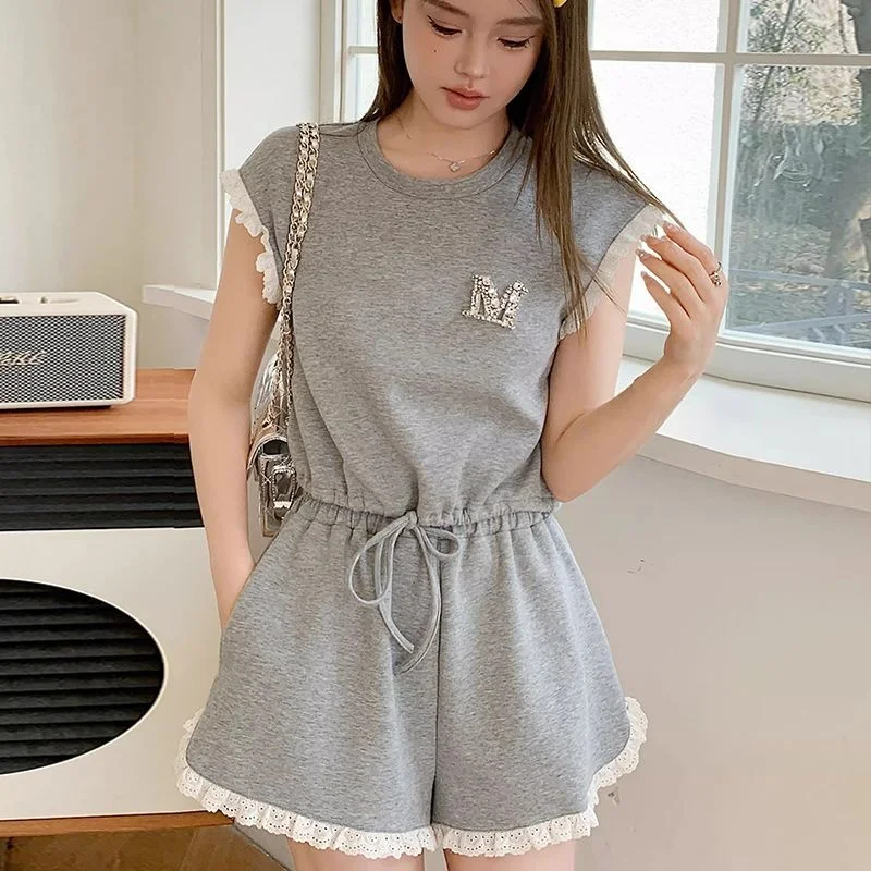 

Summer Cotton Sleepwear Set Women's Casual Sports Short Sleeve Shorts Home Clothes Two-Piece Set Outerwear Sweet Style