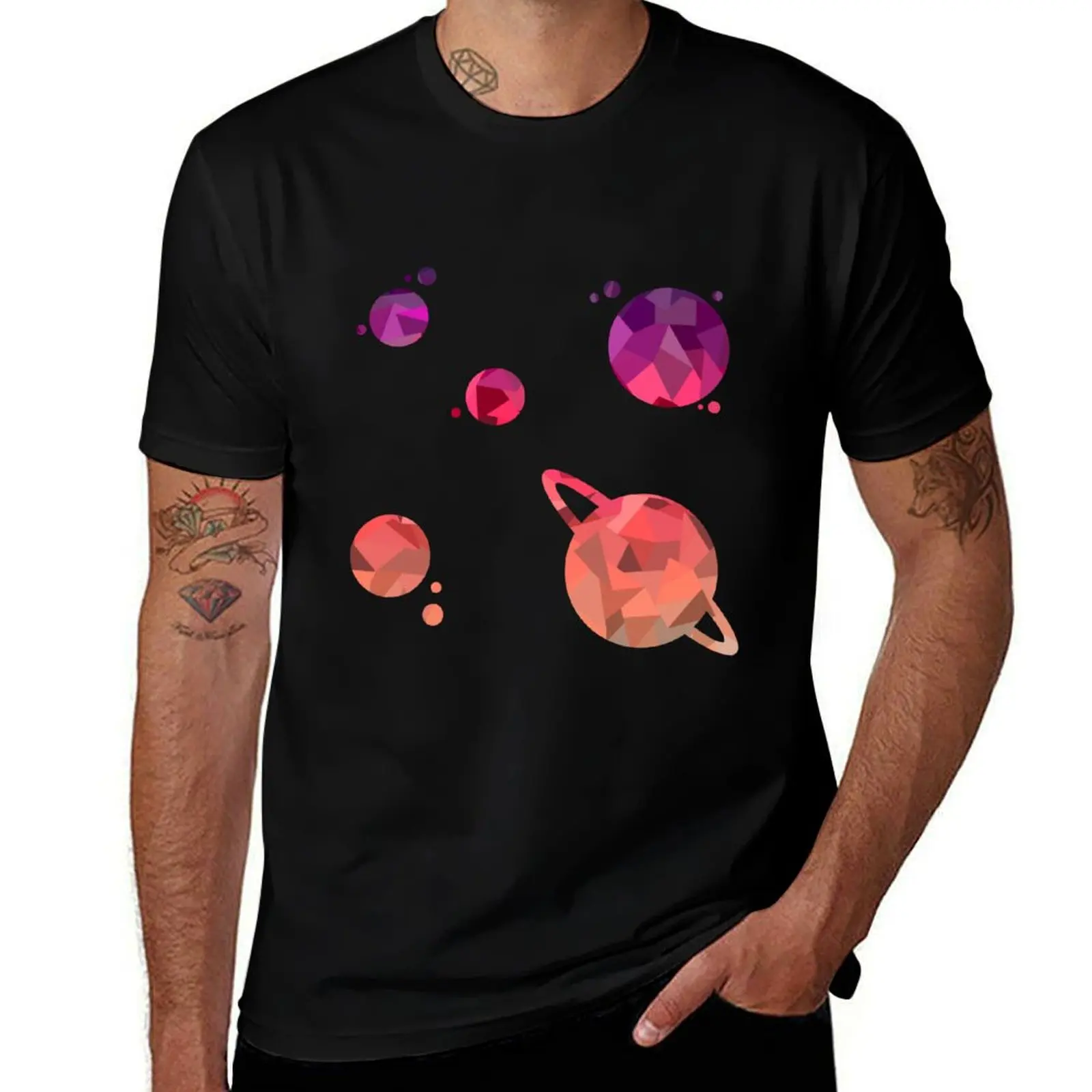 Purple to Peach Geometric Planets T-Shirt anime t shirts oversize funny t shirts cotton man t shirt heavy cotton T-Shirt