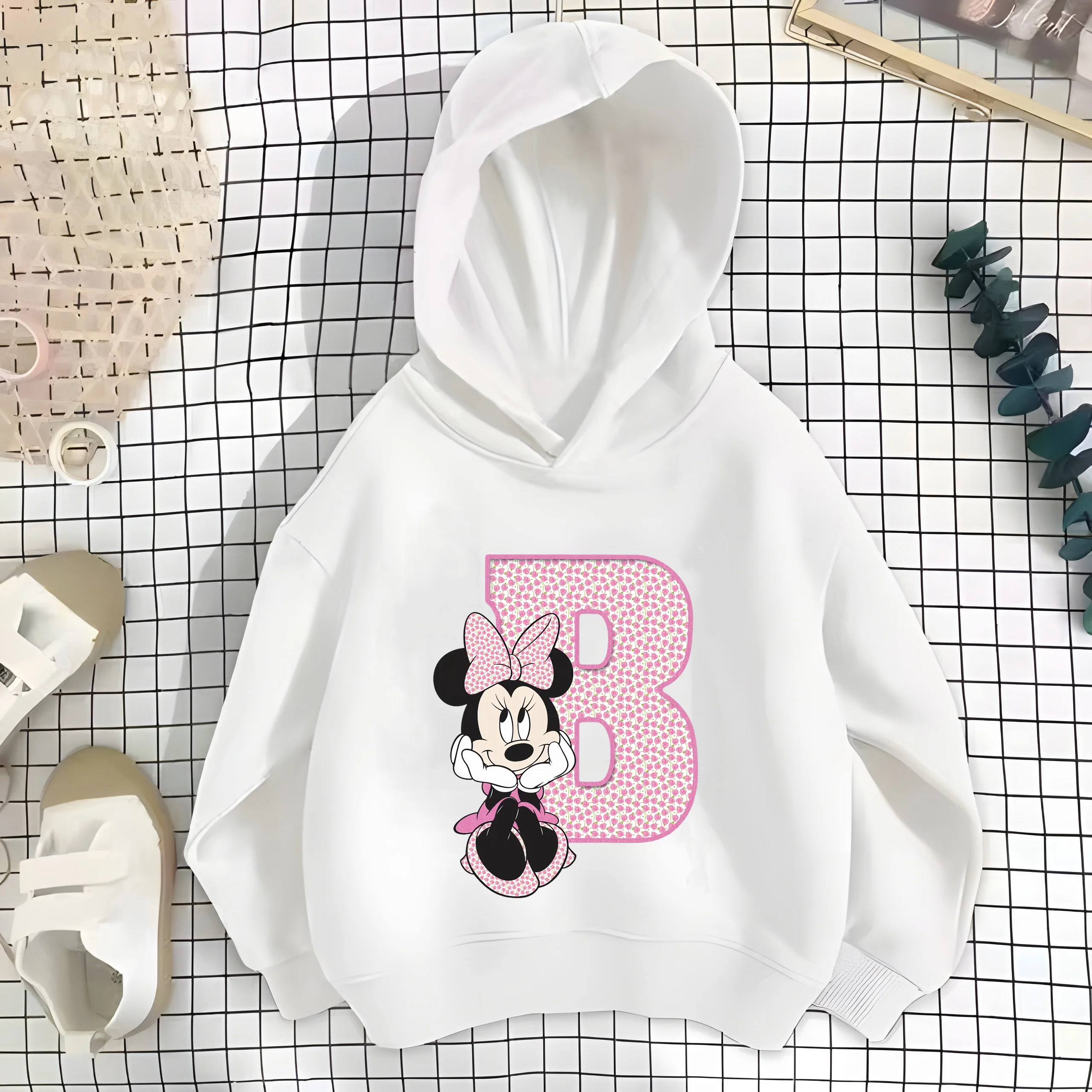

Minnie Letter Print Cute Casual Fashion Cotton Hoodie Loose Warm Comfortable High Quality Hoodie Unisex Autumn and Winter