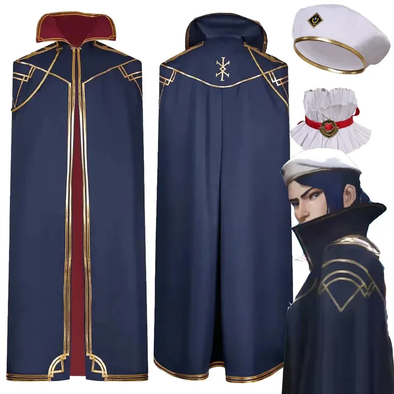 

Caitlyn Kiramman Cosplay Arcane Dark Blue Cloak Hat Game LOL Long Cape Costume Outfits Halloween New Years Dress UP Party Suit