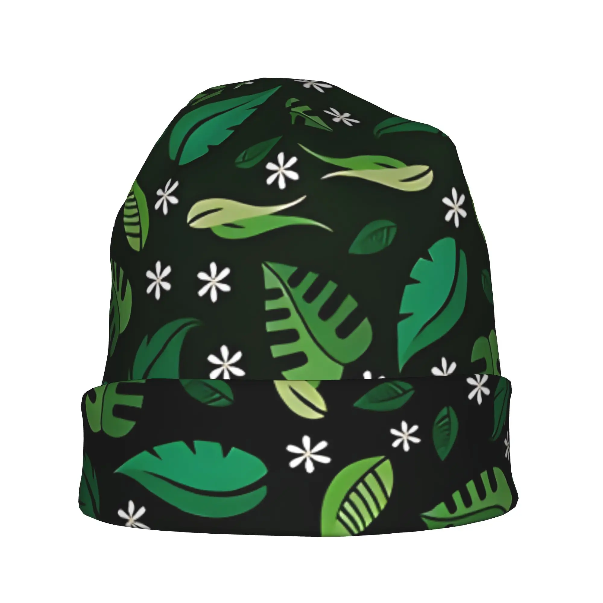 Autumn Cute Green Leafy Abstract Bonnet Homme Summer Thin Hat Skullies Beanies Caps Men Women Creative Hats 4