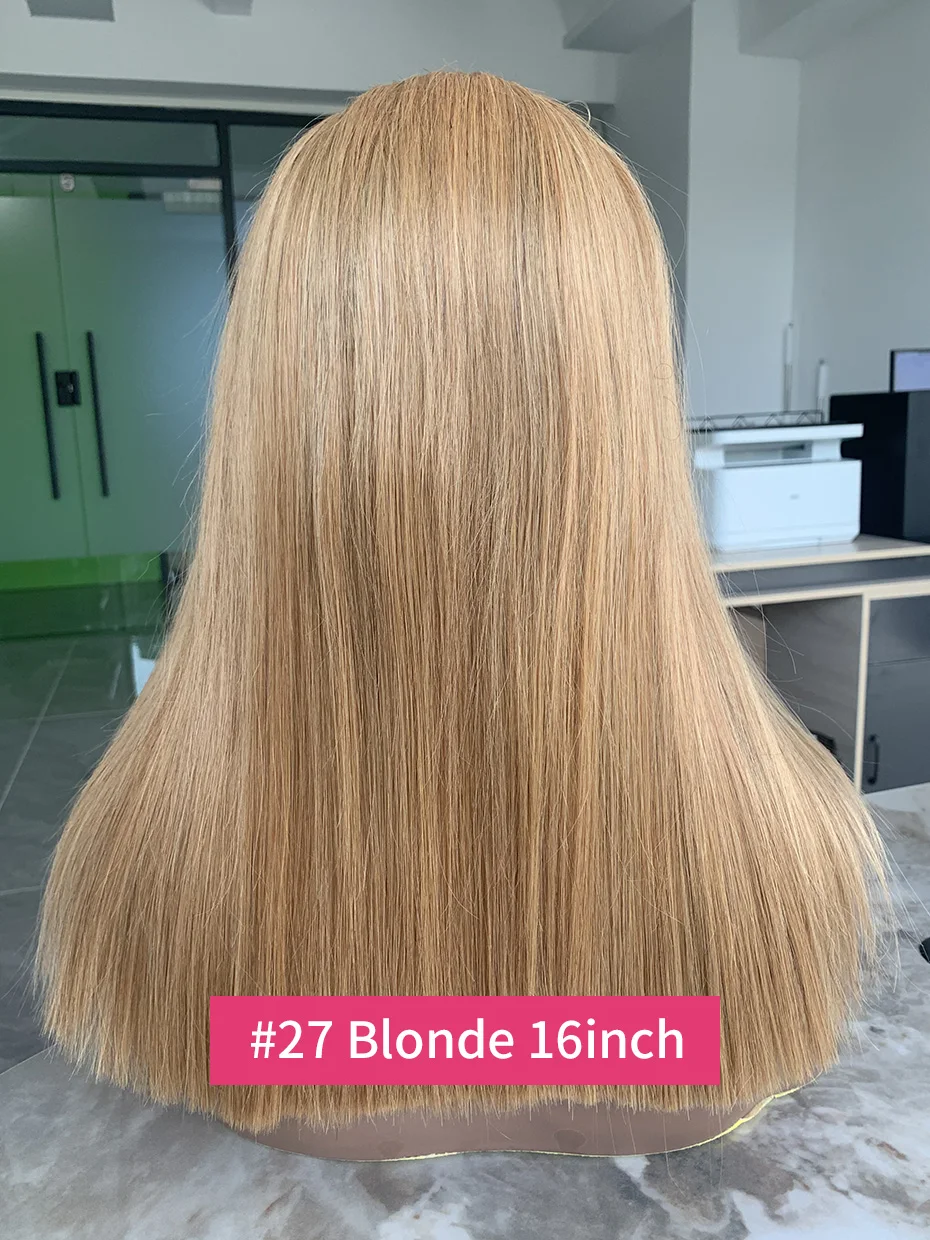# 27 Медовый блондин Цветной парик 13x4 Боб Парики из натуральных волос на кружеве Вьетнамский двойной рисунок Плотность 250 Парик из натуральных волос на кружеве