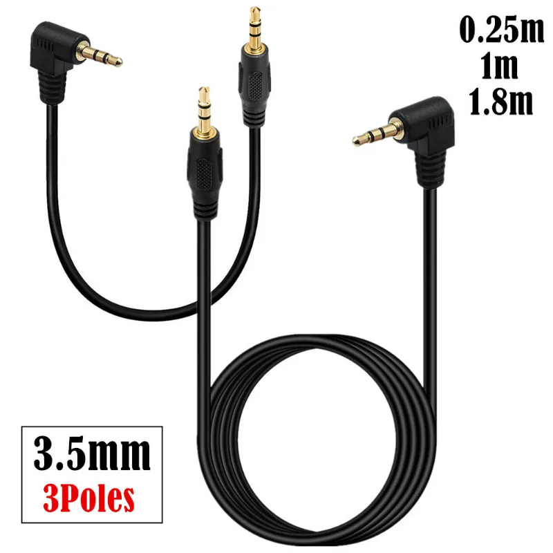 3.5mm L-shape 90 Degree Male to Male Earphone Extension Cable Audio Adapt for cell phone MP3 in the Car 0.2m/1m/1.8m