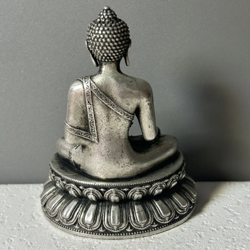 Ancient Shakyamuni in Gilt , Silver Small , Tantric Worship Ornament, Buddha Statue Craft