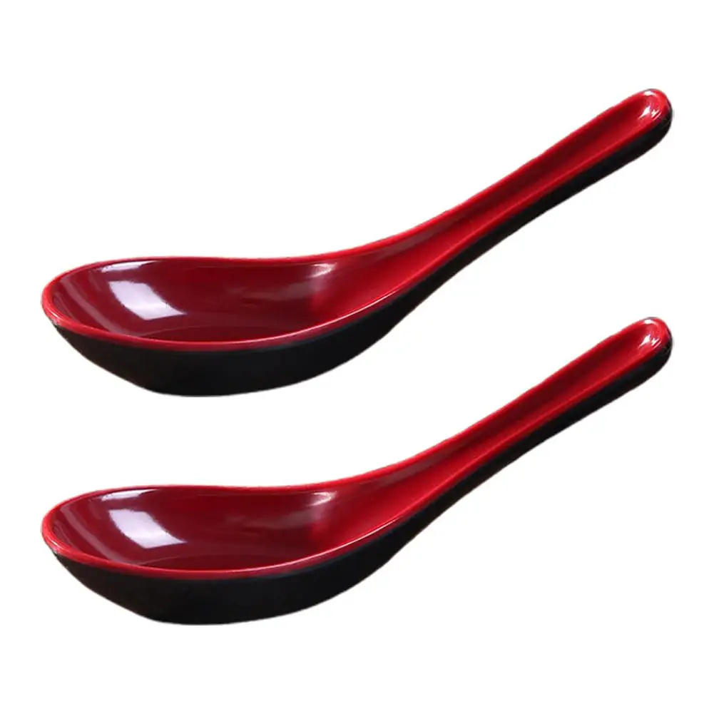 1PCS Hotel Black Soup Spoon Hook Kitchen Long Handle Spoon Imitation Porcelain Plastic Lamian Noodles Household Accessories