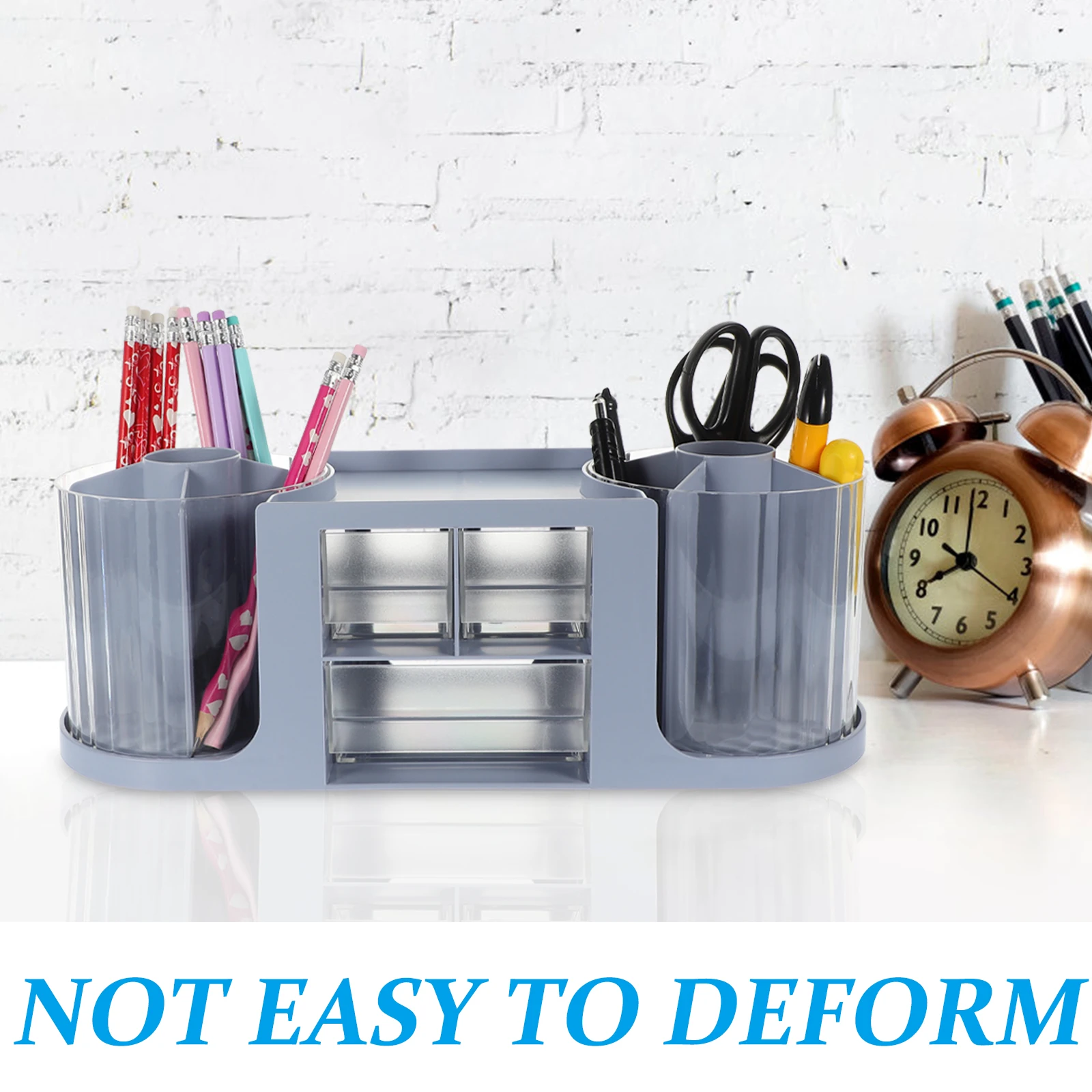 

Double Rotate Pen Cup Two Layer Desktop Organizer Box for Files Stationery Mobile Phone Desktop Drawer Organizer