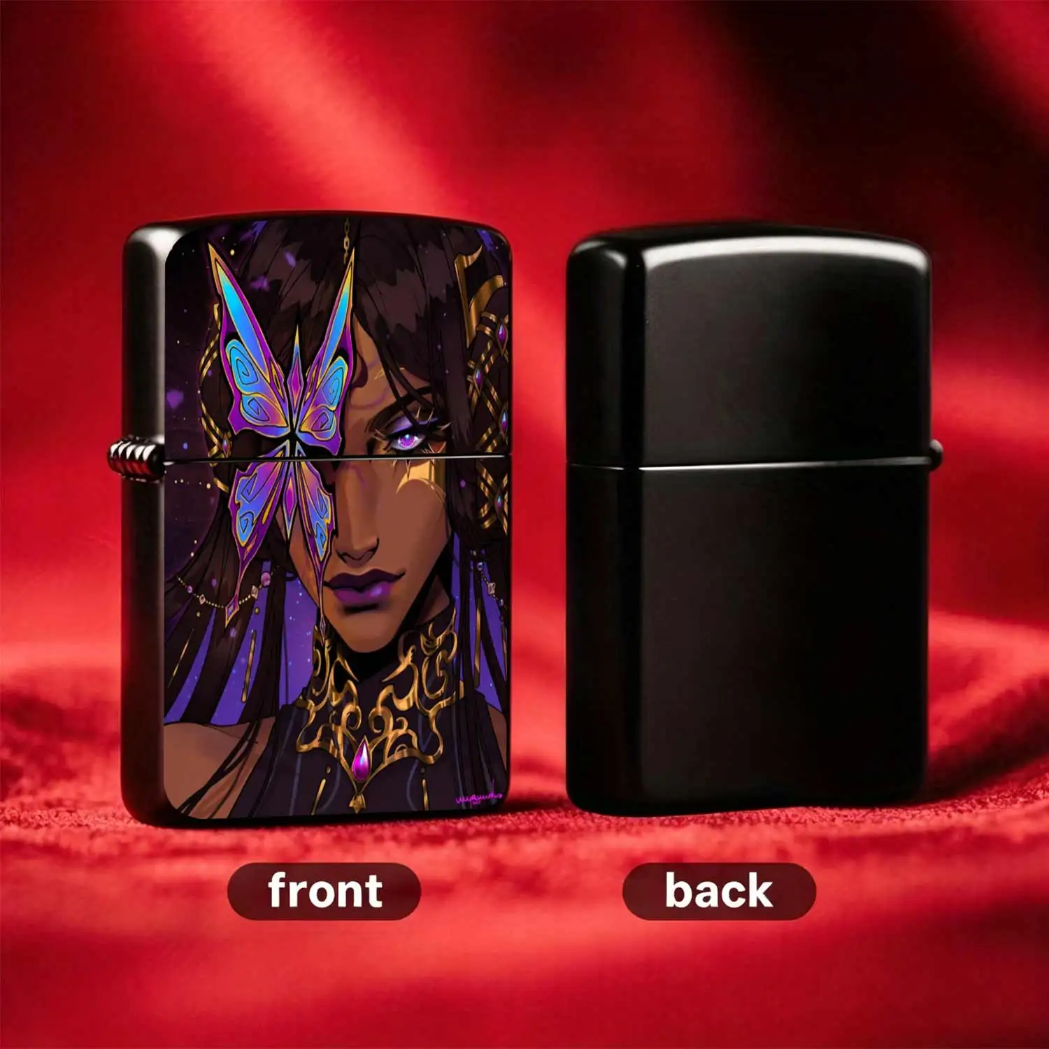Flip-Top Pocket  Windproof  Lighter, Featuring a Unique Illusory ColorFace with Exotic Style Design, Made of Wear-Resistant Metal, the Flip-Top  Structure Combines Practicality and Aesthetics, Compact and Port