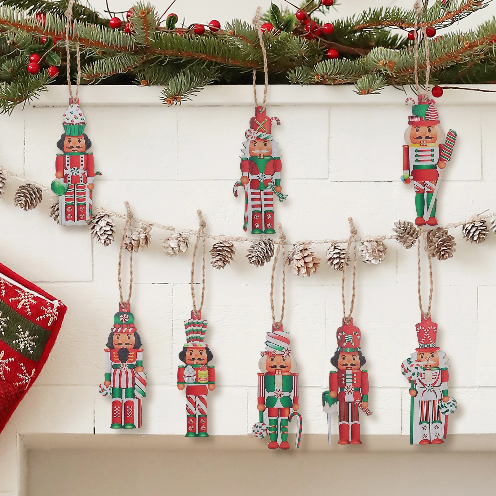 

36 Pcs Nutcracker Decor Wooden Pendant Christmas Tree Decorations Crafts Ornament Festive
