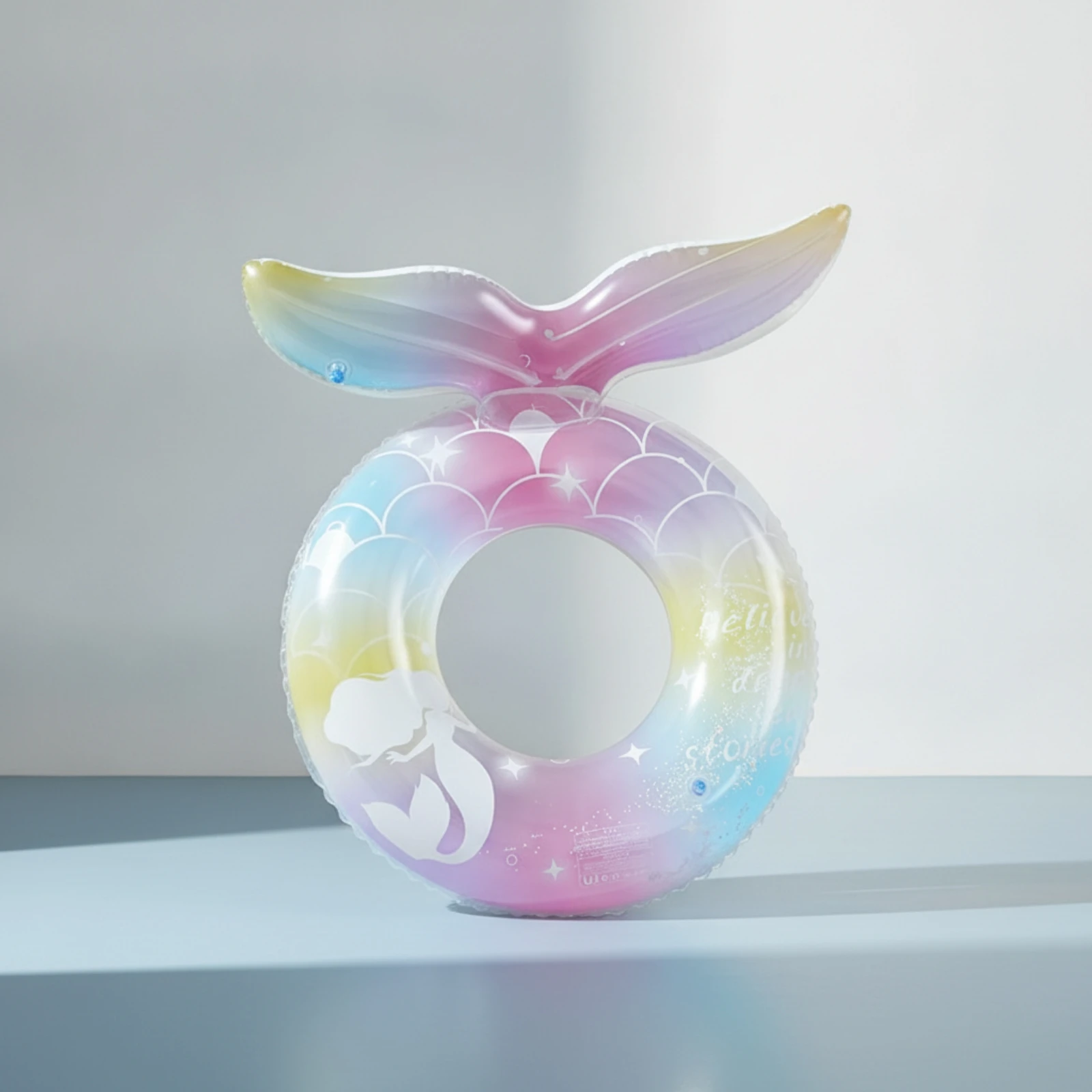 Mermaid Tail Swim Float Rainbow Mermaid Pool Buoy with Seat Swimming Float with Tail Lightweight for Children, Beach