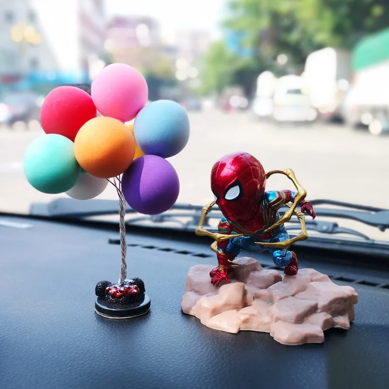 Disney Anime Iron Man SpiderMan Action Figures Model Decor Car Ornaments Cartoon Cake Decoration Auto Interior Accessories Gifts