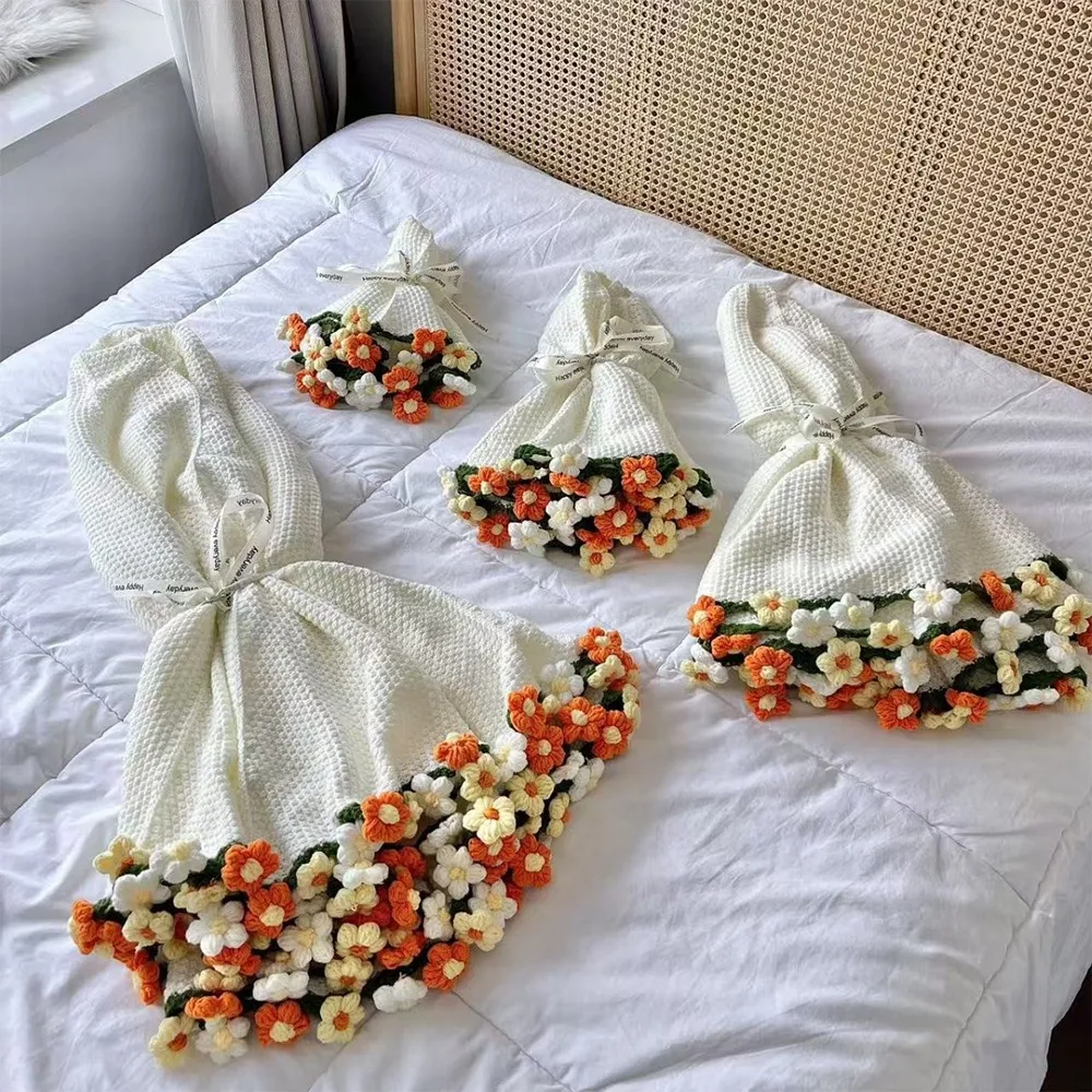 

Crochet Rose Bouquet Blanket Sunflower Carnation Fashion Flower Bouquet Blanket DIY Craft Finished Carnation Blanket