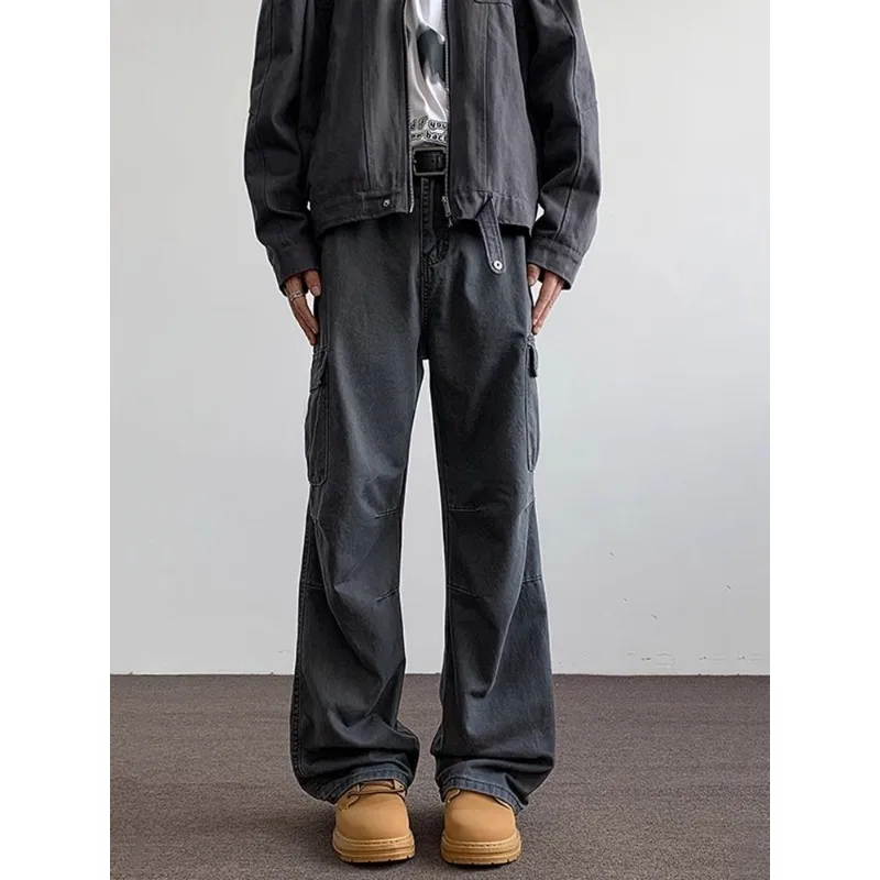 Overalls Men's New Spring Style Loose Wide-leg Multi-pocket Denim Long Pants
